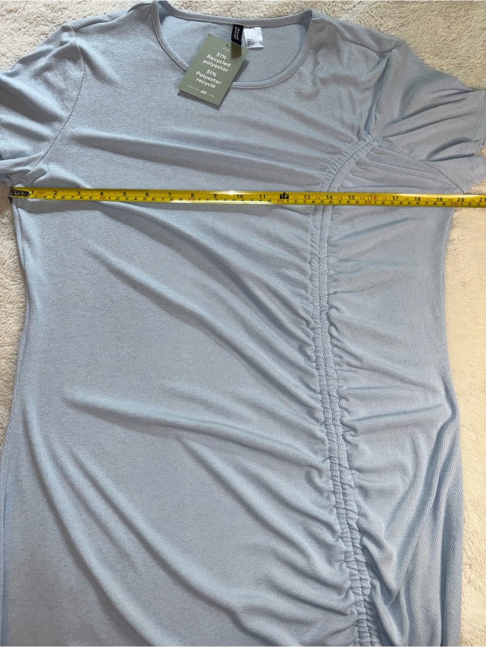 Divided H&M Light Blue Ruched Side Ribbed Knit Dress - Picture 6 of 7